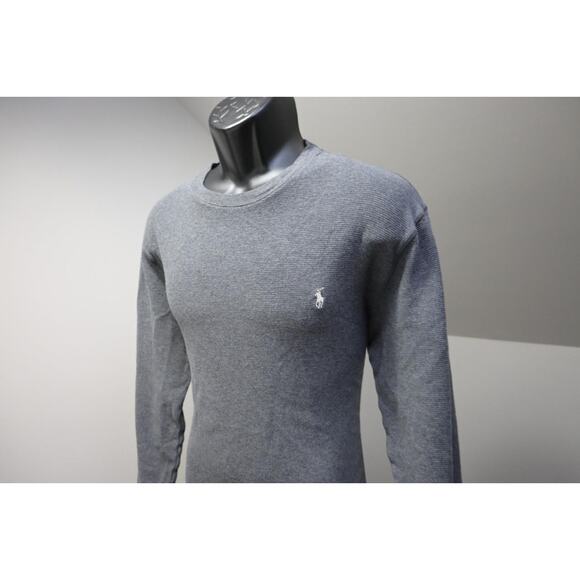 Polo Ralph Lauren Thermal Sweatshirt Gray Long Sleeve Sweater Mens Size Large - Picture 1 of 8